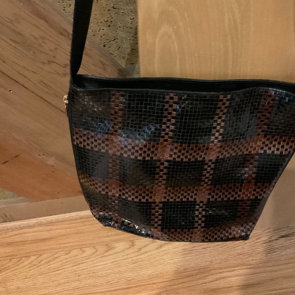 Vintage CEM Leather Woven Shoulder Bag in Brown and Bronze Pattern - Picture 5 of 6